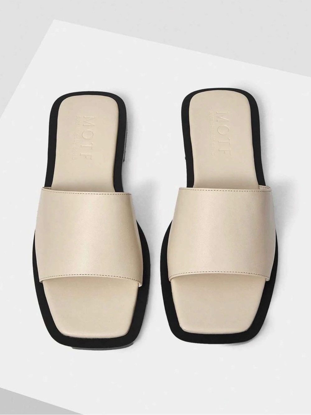 MOTF Cream Slide Sandals with Black Trim